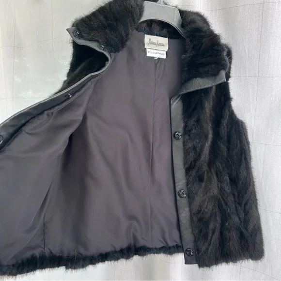 Pologeorgis Neiman Marcus Mink Fur and Leather Vest